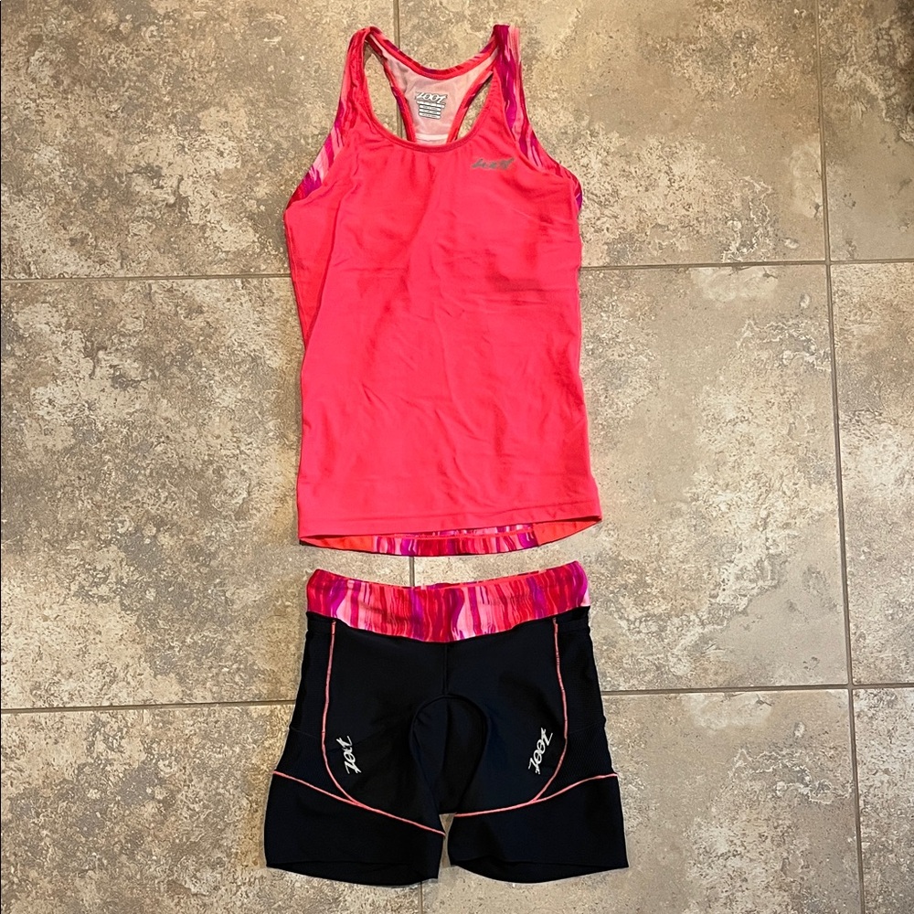 Zoot Triathlon Coral and Black Athletic Set